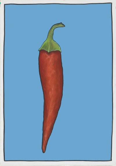 Chilli Blue, 2005 (olej a pastel na papíře) od Sarah Thompson-Engels